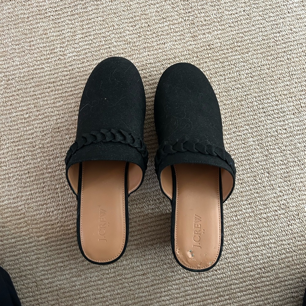 J Crew Suede Wooden Heel Black Studded Clogs Sz 10